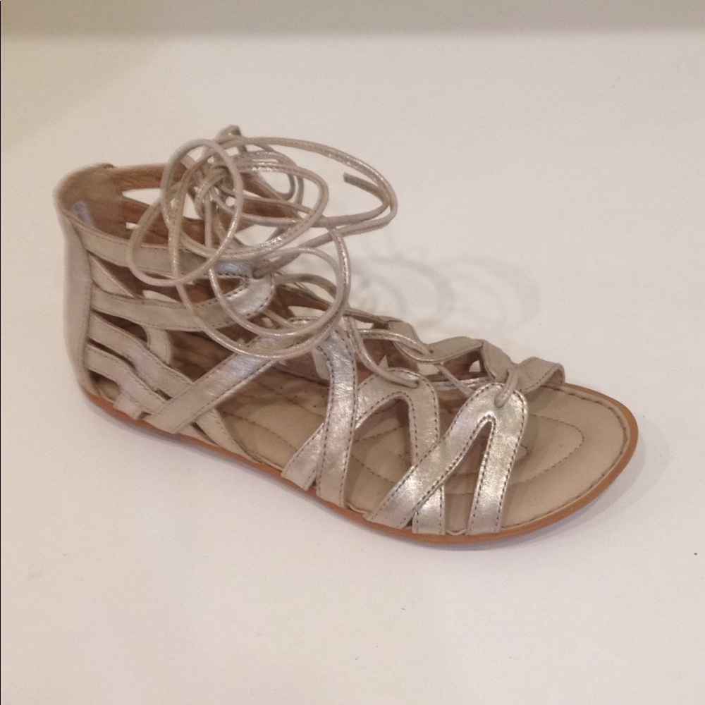 Born Crown Gold Metallic Leather Gladiator Sandal